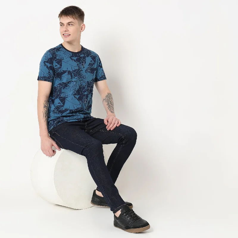 Men's summer wear t-shirt-Regular Fit Printed T-Shirt