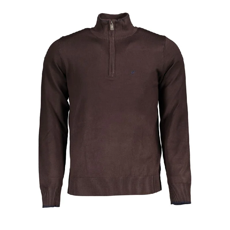 Men's adventure knitwear-U.S. Grand Polo Elegant Half Zip Sweater with Men's Embroidery