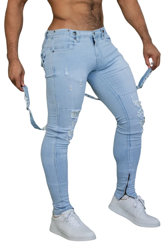 Men's summer work pants-GUSS ICE BLUE ROMEY Denim Jean