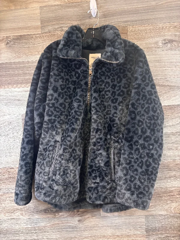 Men's breathable hiking jacket-Jacket Faux Fur & Sherpa By Abercrombie And Fitch In Leopard Print, Size: L