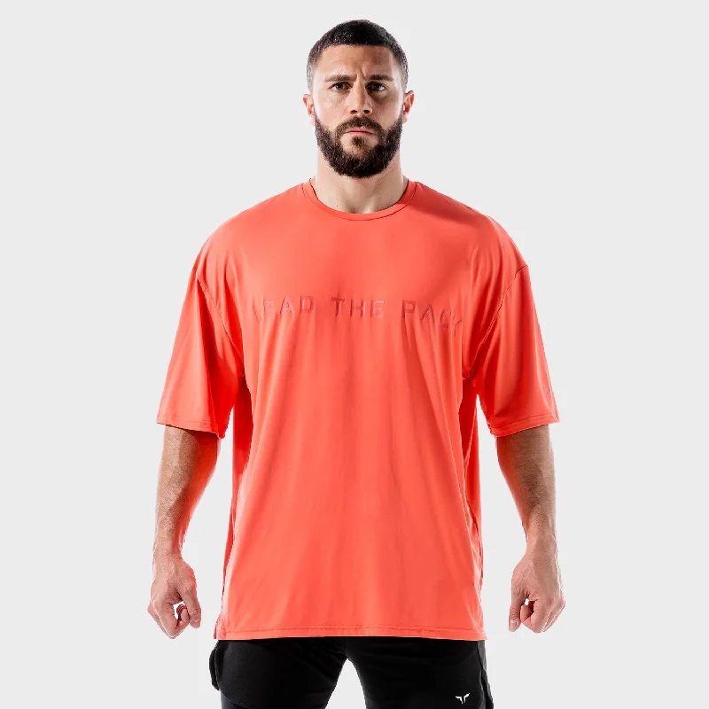 Men's tech fabric athletic t-shirt-LAB360° Oversized Tee - Hot Coral