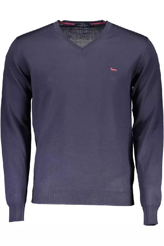 Men's tennis sweater-Harmont & Blaine V-Neck Woolen Elegance Sweater - Sky Men's