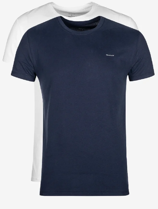 Men's casual athletic t-shirt-Crew Neck T-Shirt 2 Pack Navy White