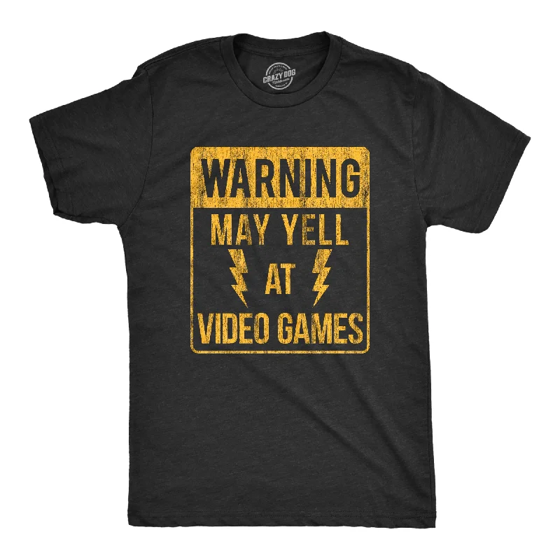 Men's fitness wear t-shirt-Warning: May Yell At Video Games Men's T Shirt