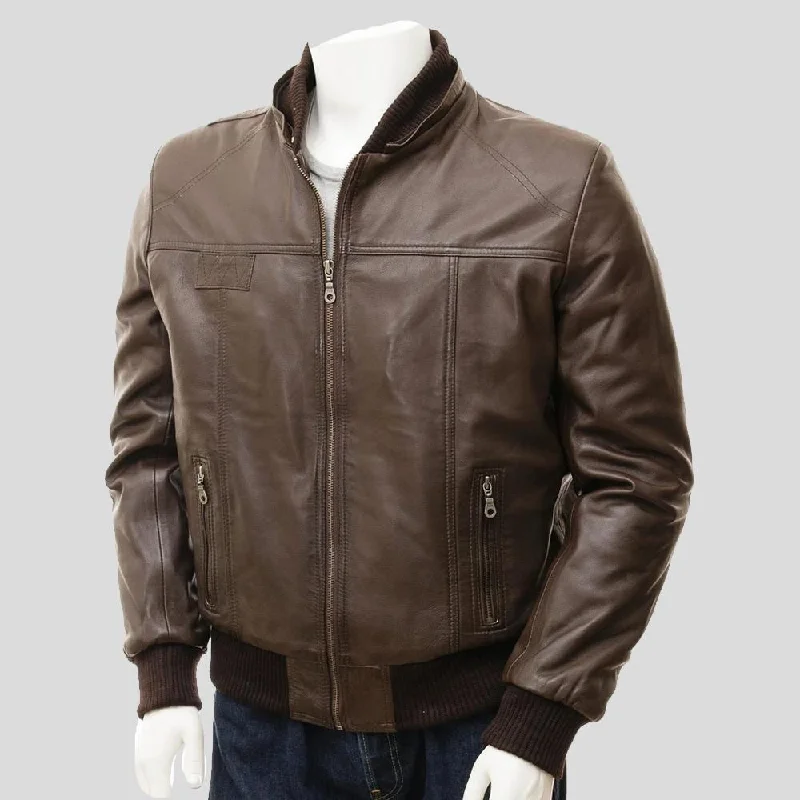 Men's breathable gym jacket-Mado Brown Removable Hooded Leather Jacket