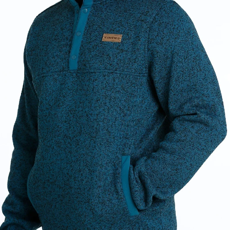 Men's windproof knitwear-Cinch Men's Teal Quarter Snap Pullover