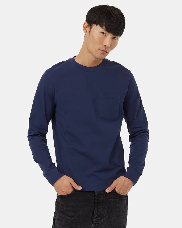 Men's breathable cotton t-shirt-Heavyweight Cotton Pocket Longsleeve