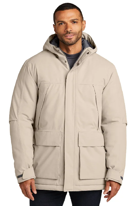 Men's pre-shrunk fleece jacket-Port Authority Mens Latitude Windproof & Waterproof Full Zip Hooded Parka - Sahara