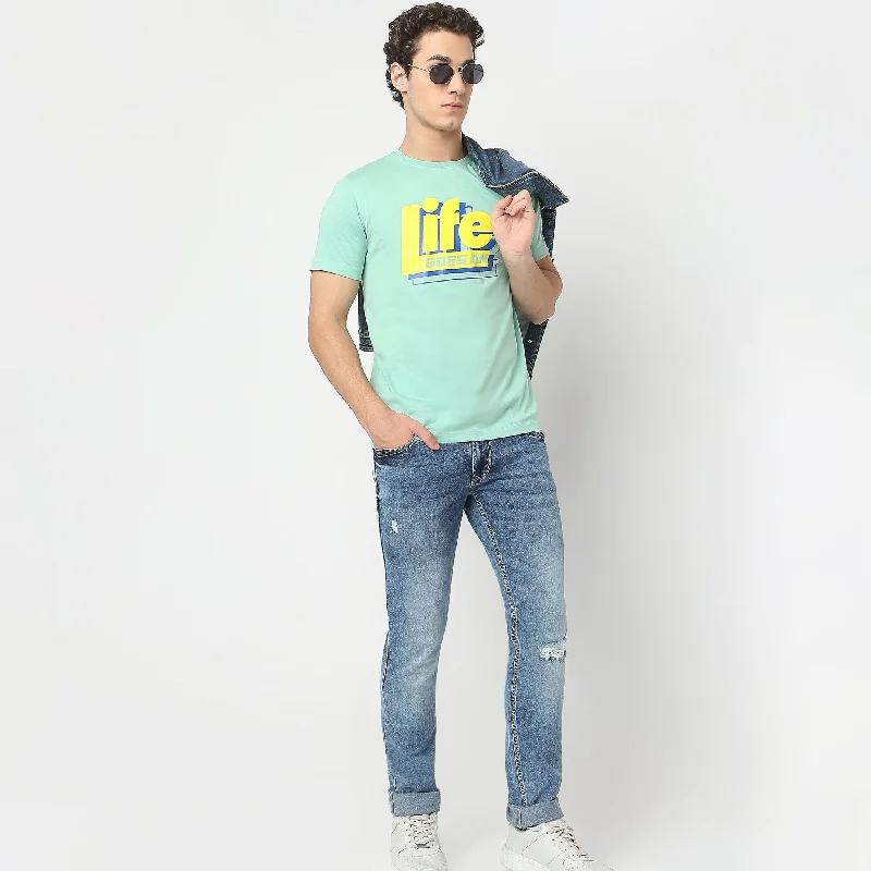 Men's casual athletic t-shirt-Graphic Tees - "Life" Cotton Jersey Regular Fit T-Shirt *WoW Price*