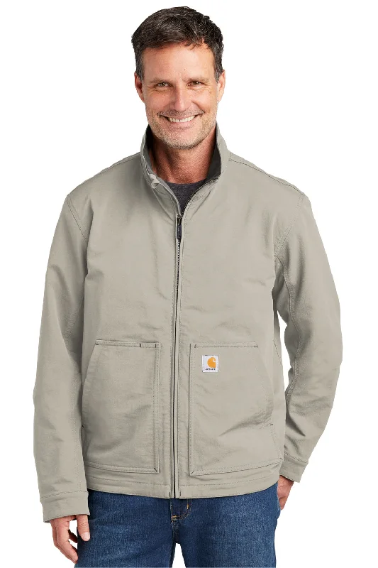 Men's performance raincoat-Carhartt Mens Super Dux Wind & Water Resistant Full Zip Jacket - Greige Grey