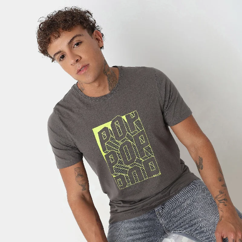 Men's fitness wear t-shirt-Everyday Essential 100% Cotton Regular Fit Graphic T-Shirt - Value Price