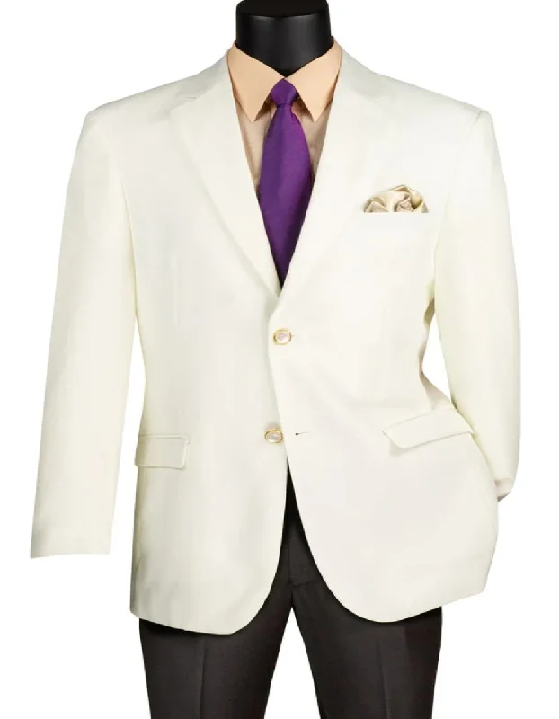 Men's high-performance travel jacket-Mens Classic Fit Poplin Club Sport Coat Ivory Blazer