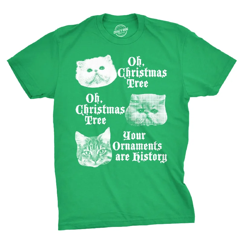 Men's premium cotton t-shirt-Oh Christmas Tree Your  Ornaments Are History Men's T Shirt