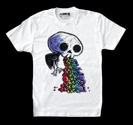 Men's cooling dress shirt-Poison Candy Men White Tshirt