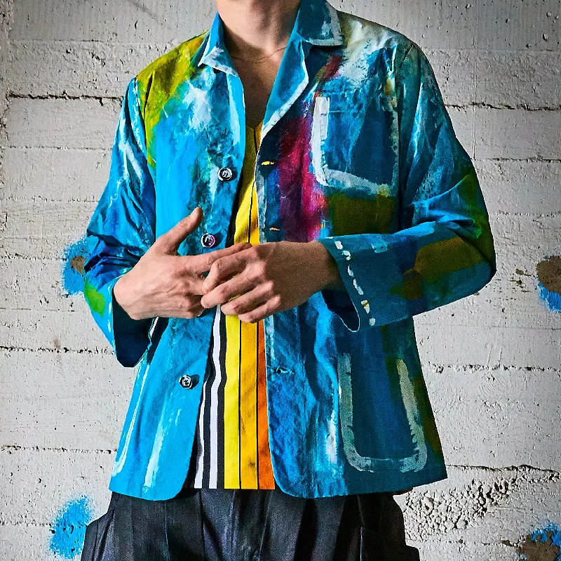 Men's organic cotton jacket-PAINTING SERVICE by Yojiro Kake *Product price is not include in this price