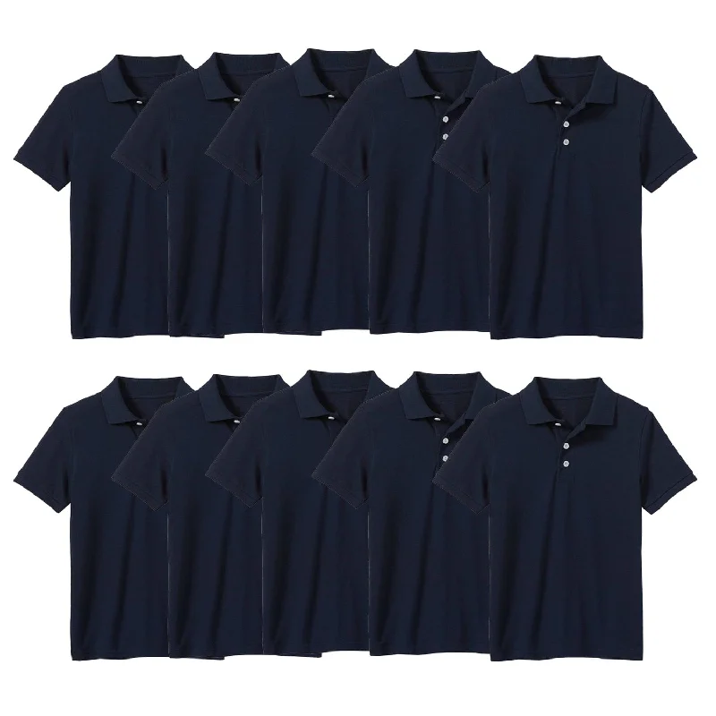 Men's functional gym polo shirt-10-Pack School Uniform Tagless Polo Tshirt for Little Boys & Big Boys