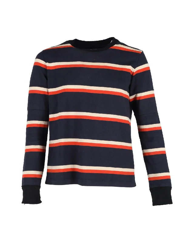 Men's work sweatshirt-Sacai Striped Jumper in Blue Cotton