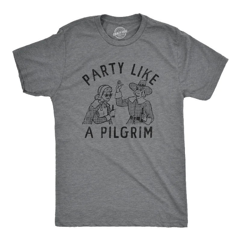 Men's durable outdoor t-shirt-Party Like A Pilgrim Men's T Shirt