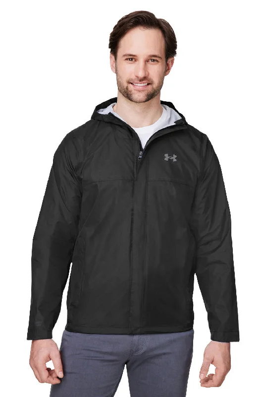 Men's functional field jacket-Under Armour Mens Stormproof Cloudstrike 2.0 Waterproof Full Zip Hooded Jacket - Black