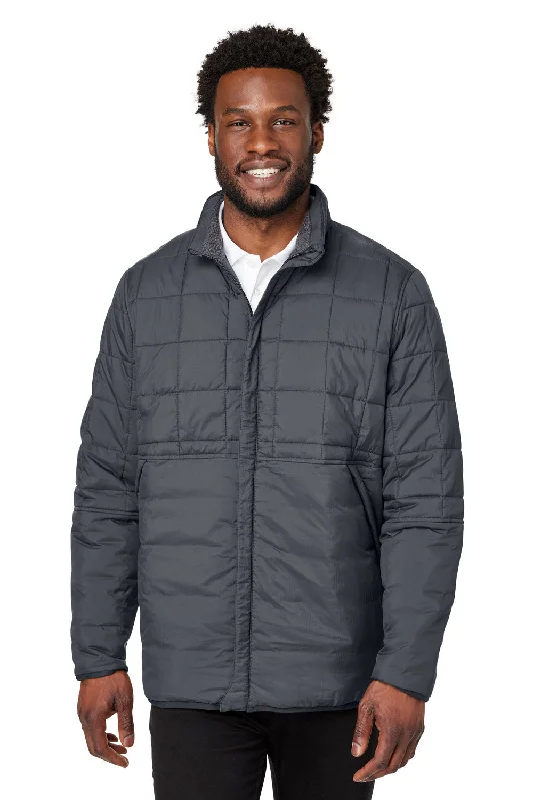 Men's eco-conscious performance jacket-North End Mens Aura Water Resistant Full Zip Jacket - Carbon Grey