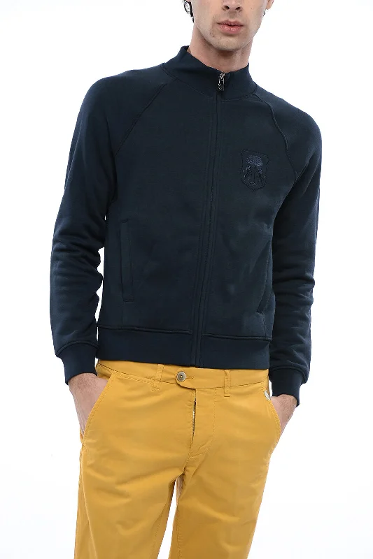 Men's tennis sweatshirt-Corneliani Ton-Sur-Ton Embroidered Sweatshirt With Zip