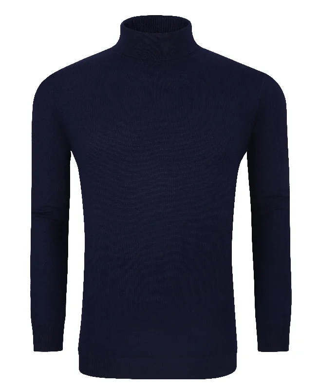 Men's weather-resistant knitwear-Tom Baine Slim Fit Performance Cotton Turtle Neck