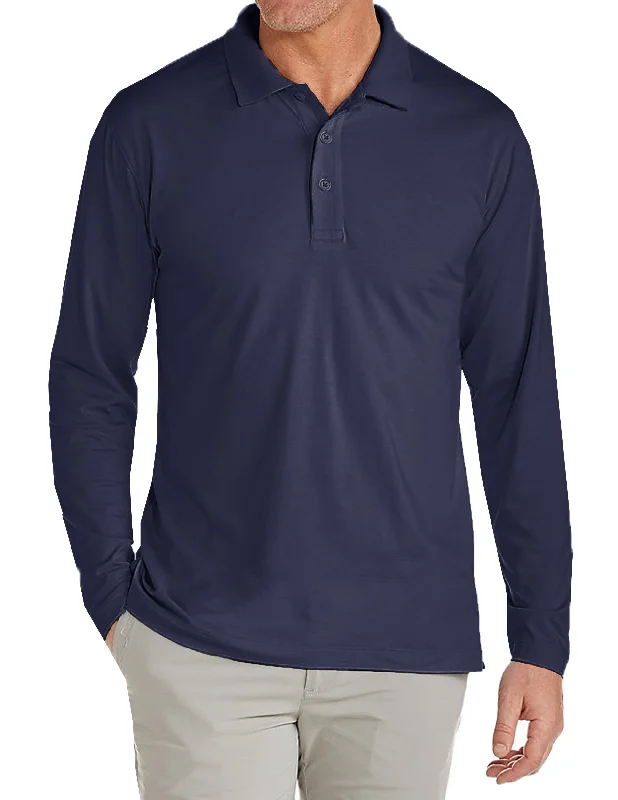 Men's weatherproof performance polo shirt-Men's Long Sleeve Pique Polo Shirt