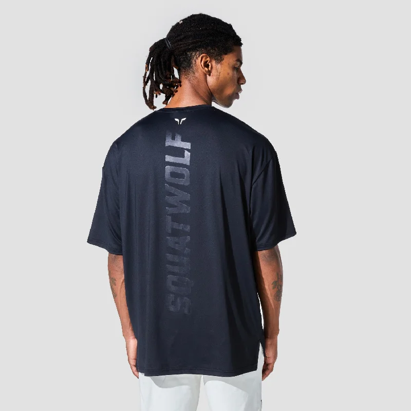 Men's casual athletic t-shirt-Graphic Wordmark Oversized Tee - Black