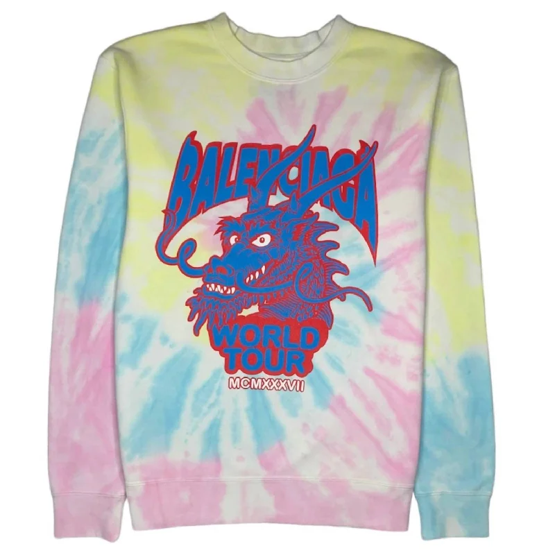 Men's cycling sweater-Men's Dragon Crew Neck Sweater In Cotton Candy