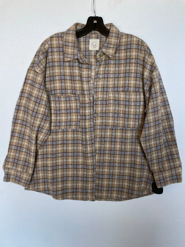 Men's tech-inspired casual jacket-Jacket Shirt By Fantastic Fawn In Plaid Pattern, Size: S