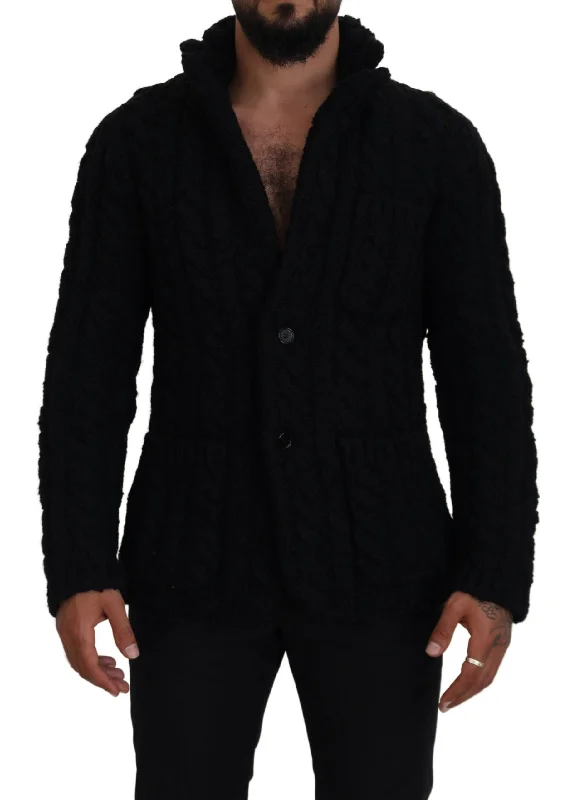 Men's stylish sweater-Dolce & Gabbana Elegant Wool-Cashmere Blend Men's Cardigan