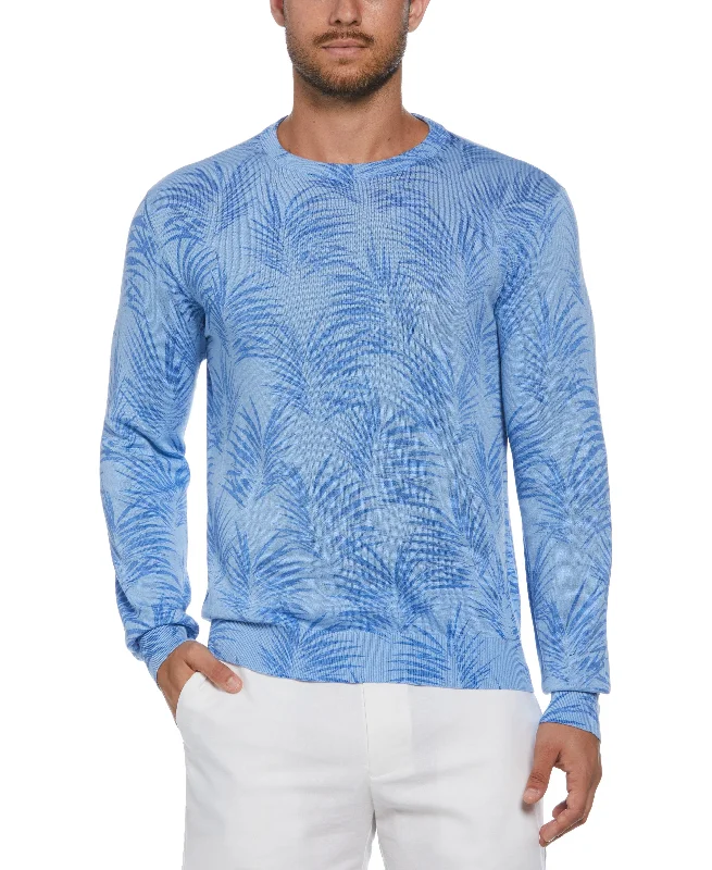 Men's outdoor sweater-Palm Print Jacquard Sweater