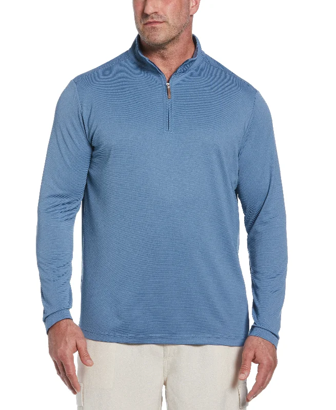 Men's summer sweater-Big & Tall Solid Textured 1/4 Zip Pullover Sweater