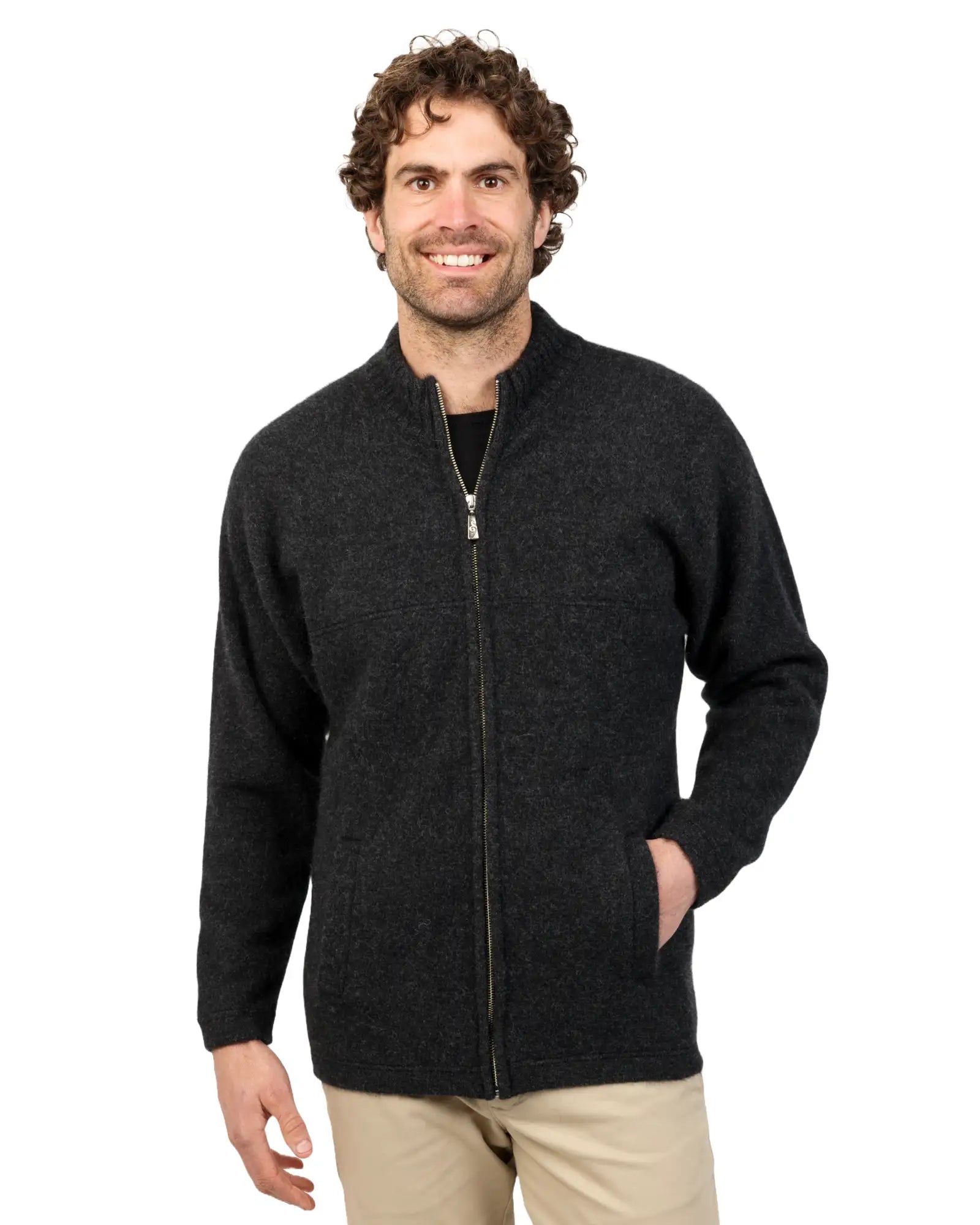 Men's eco-friendly casual jacket-Charcoal Men's Possum Merino Felted Jacket - NE029