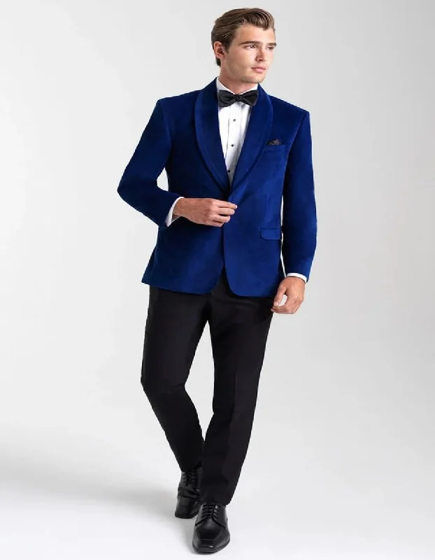 Men's eco-friendly casual jacket-Velvet Blazer - Mens Blazer - Dinner Jacket "Venice" Sapphire Blue Velvet Dinner Jacket - Separates