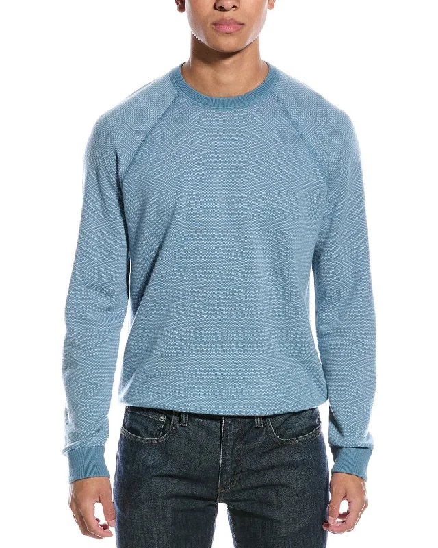 Men's football sweatshirt-Vince Birdseye Raglan Wool & Cashmere-Blend Crewneck Pullover