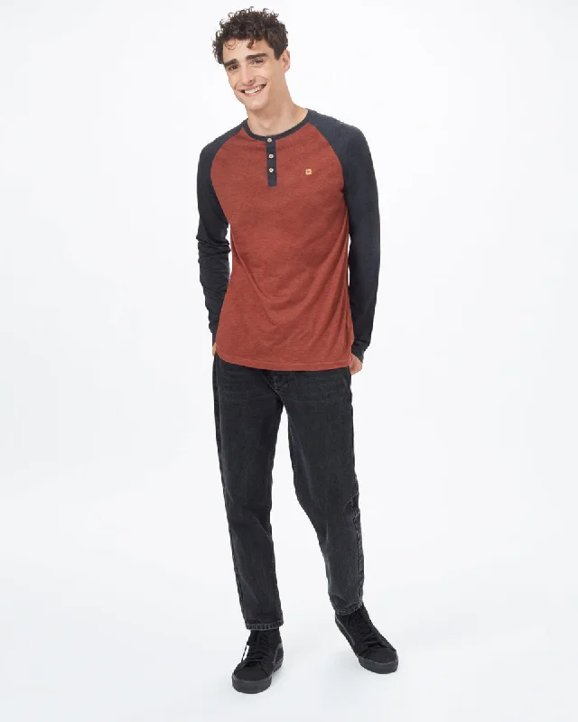 Men's breathable cotton t-shirt-Baker Henley Longsleeve