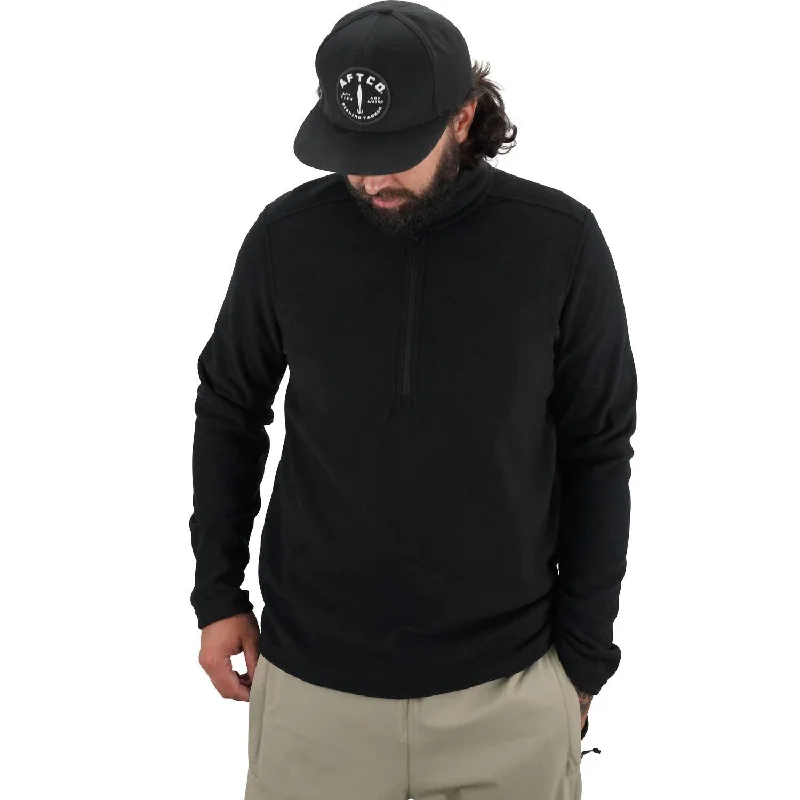 Men's regular fit sweatshirt-Sundown Fishing 1/4 Zip Fleece Jacket In Black