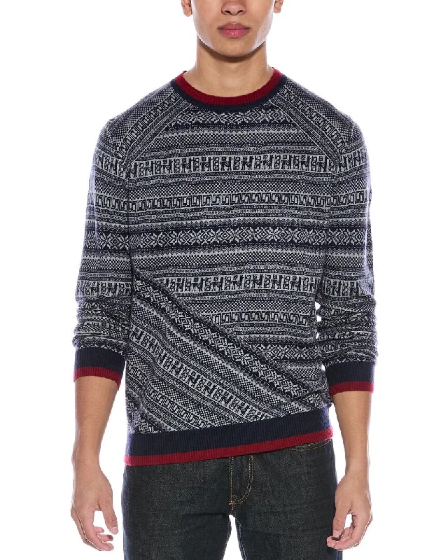 Men's viscose sweater-tyler böe Bias Snowflake Pattern Wool-Blend Crewneck Sweater