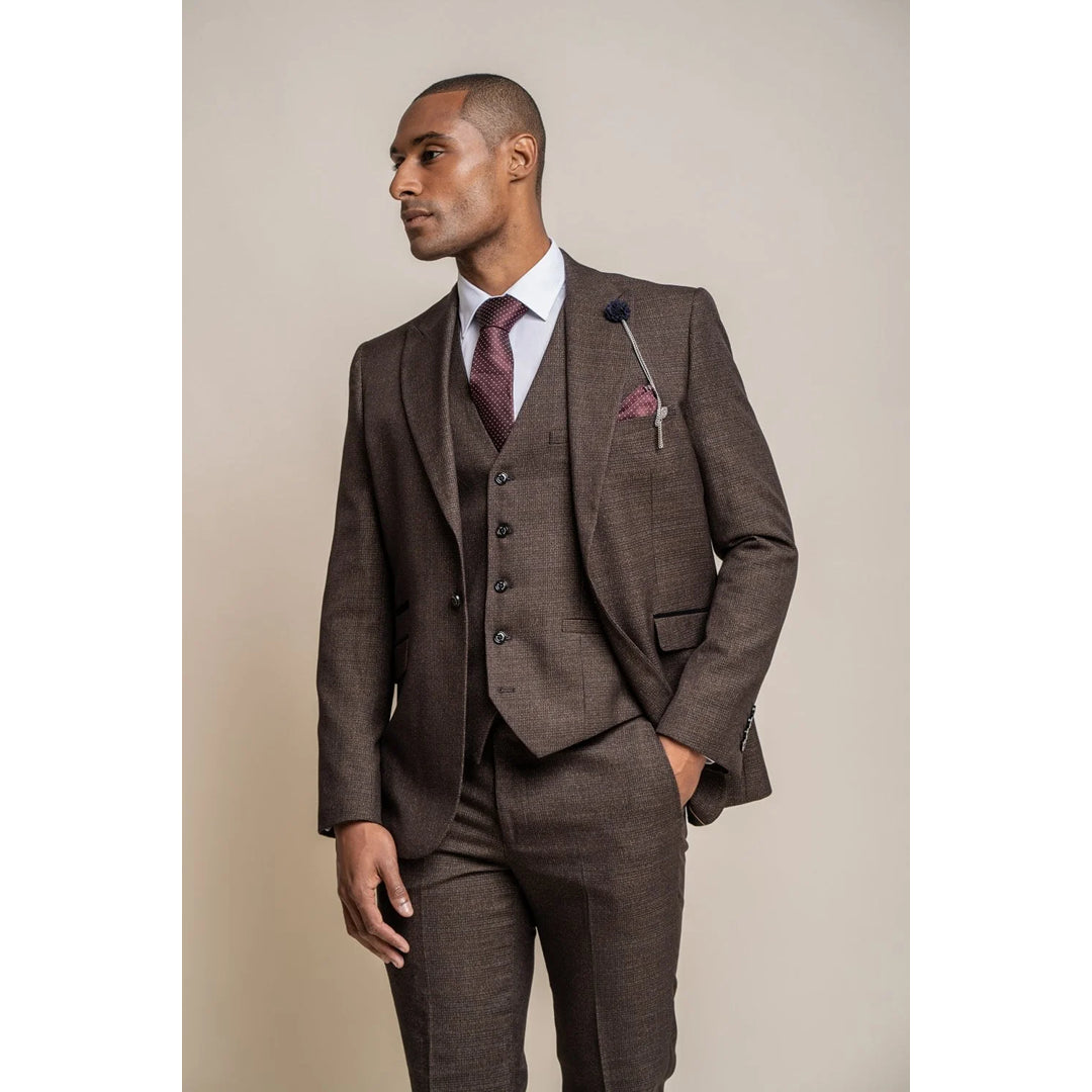 Men's versatile rain jacket-Caridi - Men's Tweed Brown Blazer