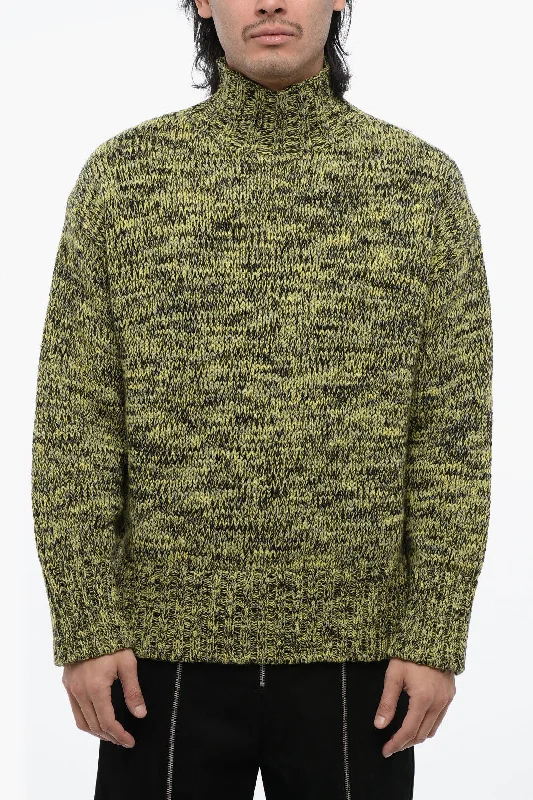 Men's camping sweater-Jil Sander Turtle-Neck Melange Wool Sweater