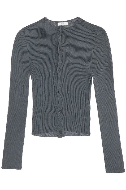 Men's recycled fabric sweater-Rier Men's Fitted Ribbed Silk Cardigan With