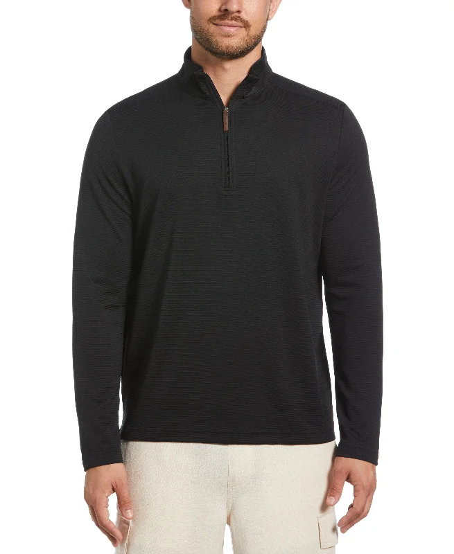 Men's must-have sweater-Solid Textured 1/4 Zip Pullover Sweater