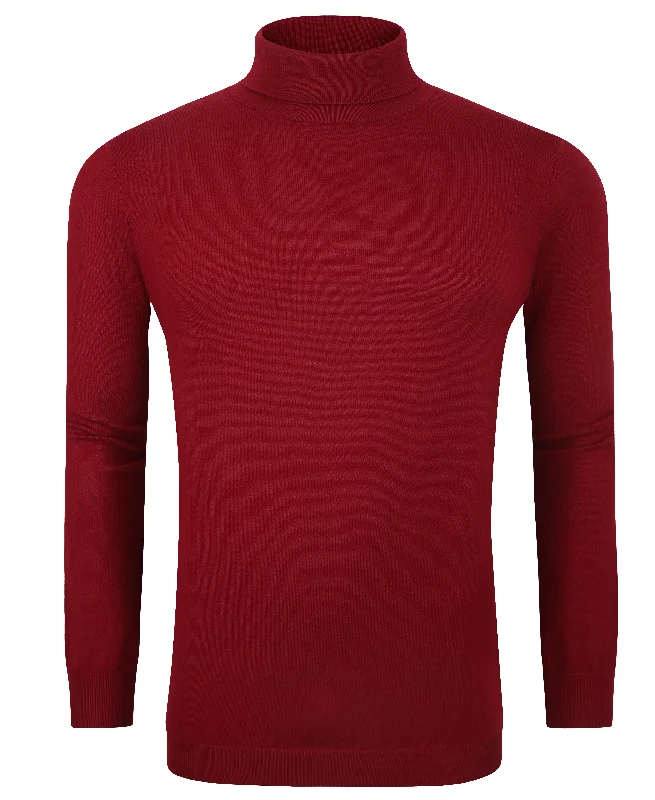 Men's cotton sweater-Tom Baine Slim Fit Performance Cotton Turtle Neck