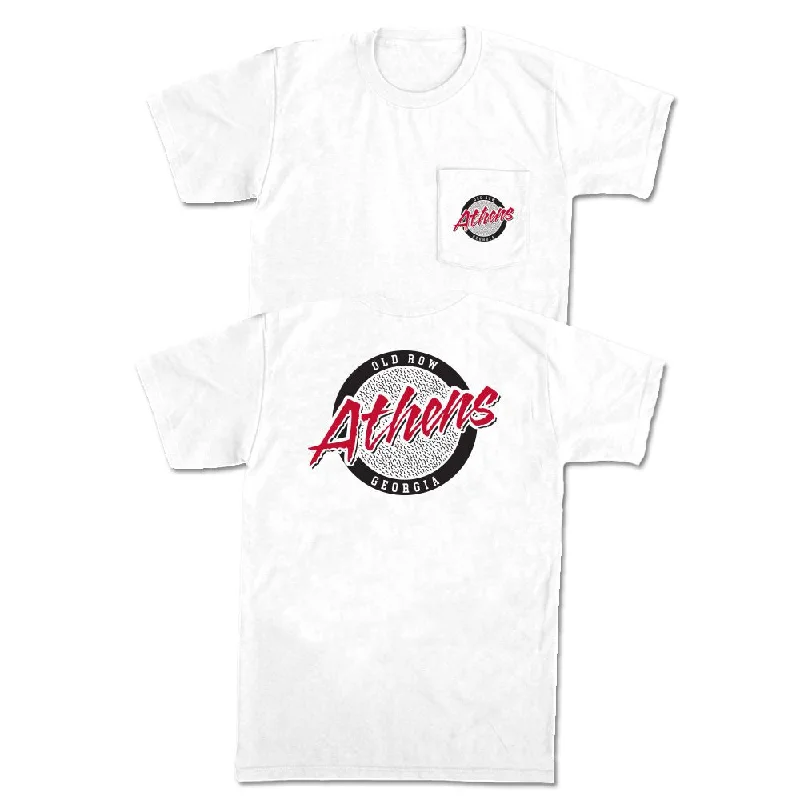 Men's weatherproof outdoor t-shirt-Athens, Georgia Circle Logo Pocket Tee