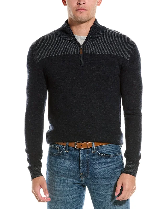 Men's utility knit-Bruno Magli Plaited Wool 1/4-Zip Sweater