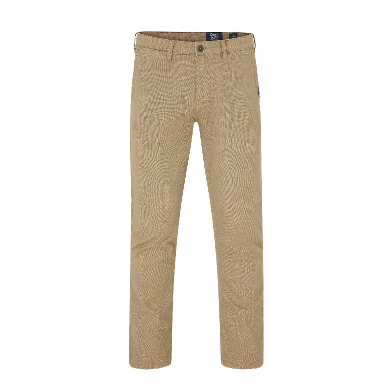 Men's breathable travel wear pants-Eddie printed dobby chino with comfort stretch in Stone