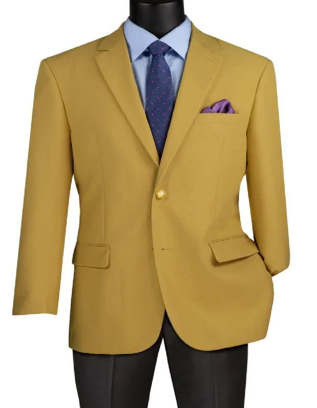 Men's relaxed fit windbreaker-Mens Classic Fit Poplin Club Sport Coat Gold Blazer