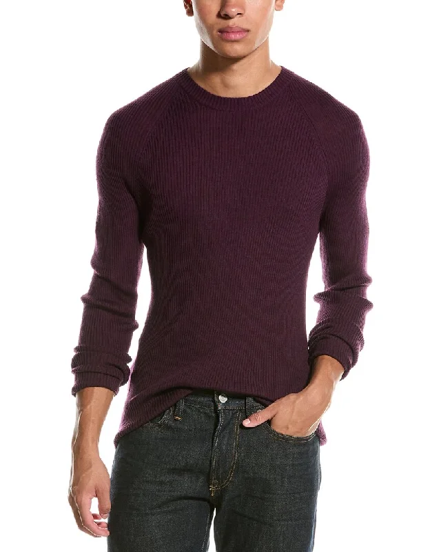 Men's knit pullover-Raffi Raglan Wool-Blend Crewneck Sweater