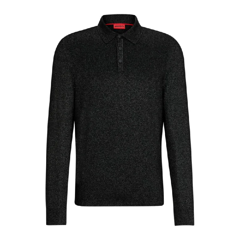 Men's affordable sweater-Relaxed-fit sparkle-effect polo sweater